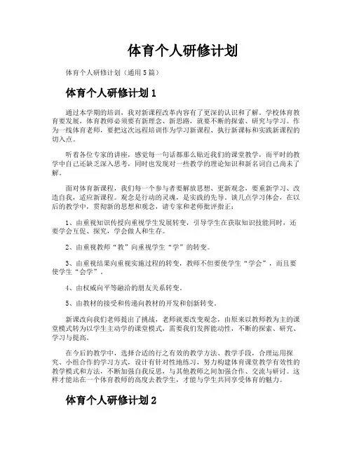 体育个人研修计划