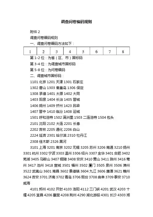 调查问卷编码规则