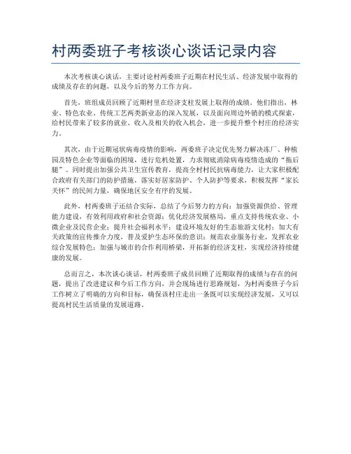 村两委班子考核谈心谈话记录内容
