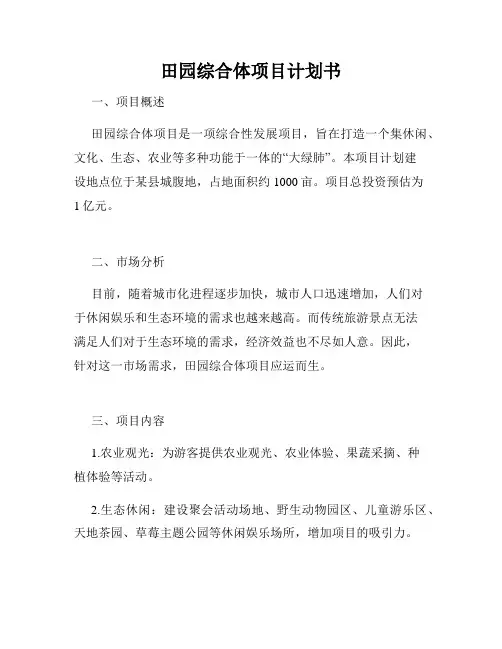 田园综合体项目计划书