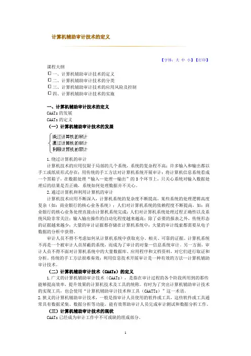 非执业注册会计师培训资料计算机辅助审计技术的定义