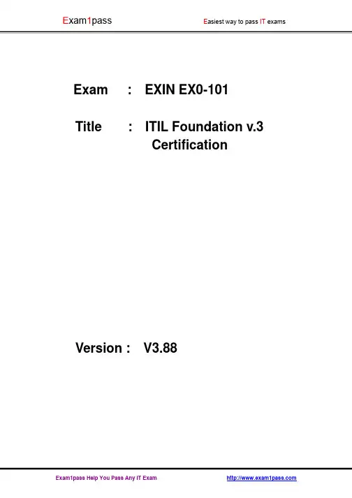 itil v3 试题EX0-101V3.88