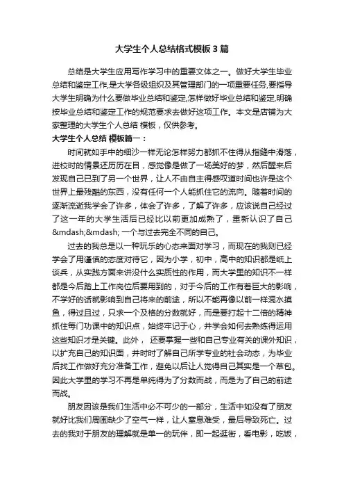 大学生个人总结格式模板3篇