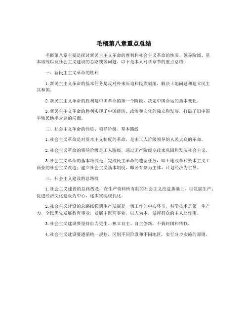 毛概第八章重点总结