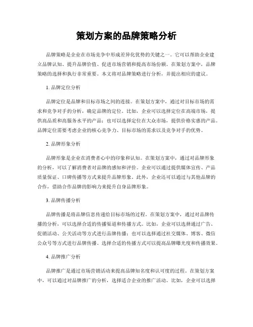 策划方案的品牌策略分析