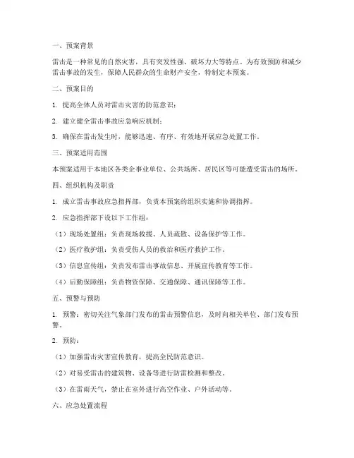 雷击处置预案方案及流程