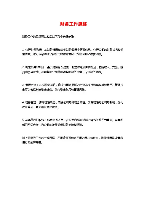 财务工作思路