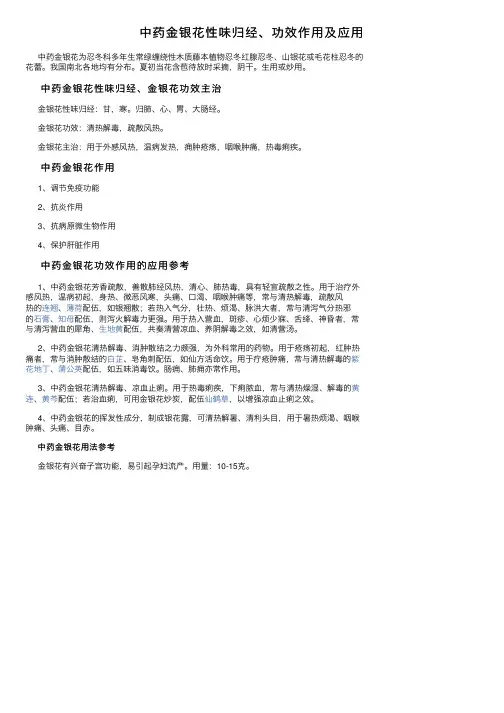 中药金银花性味归经、功效作用及应用