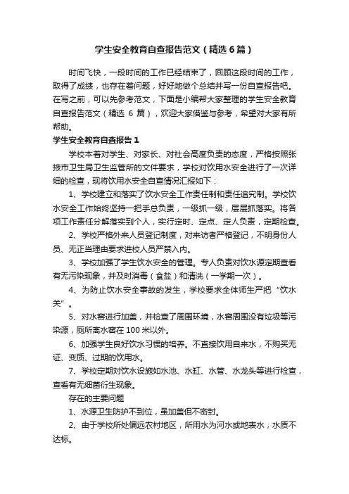 学生安全教育自查报告范文（精选6篇）