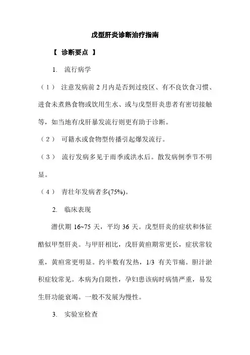 戊型肝炎诊断治疗指南
