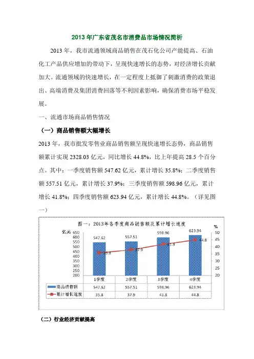2013年广东省茂名市消费品市场情况简析