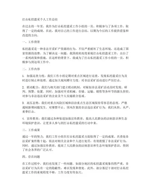 打击私挖滥采个人工作总结
