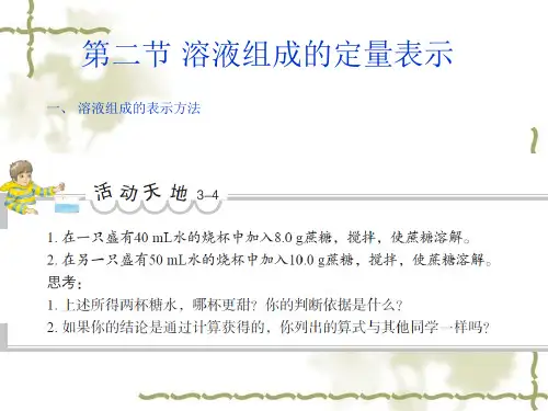 鲁教版九年级化学全册课件：3.2溶液组成的定量表示(共15张PPT)