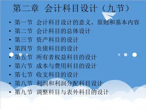 财务会计-第二章会计科目设计 精品