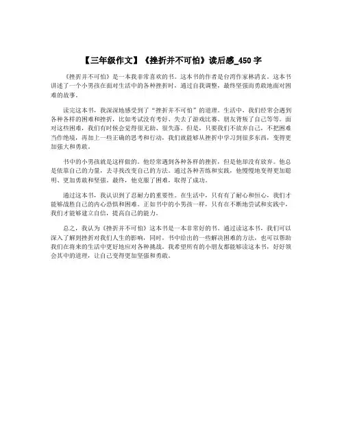 【三年级作文】《挫折并不可怕》读后感_450字