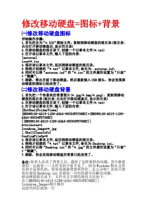 修改移动硬盘=图标+背景