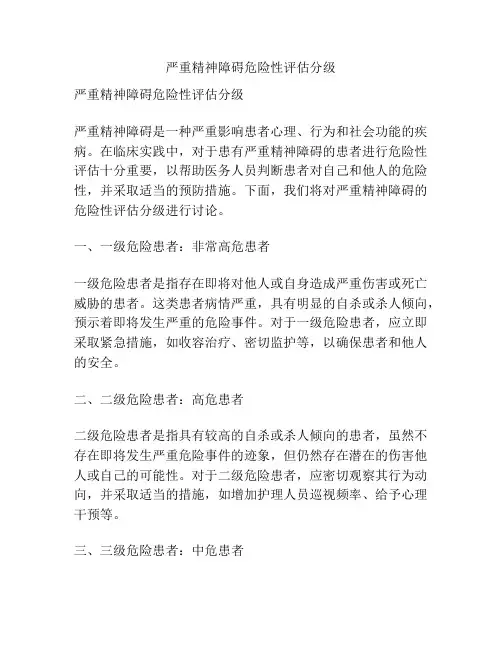 严重精神障碍危险性评估分级