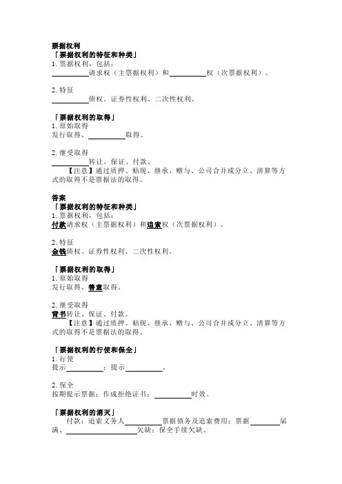 法考与司法考试之商法—票据权利习题与答案