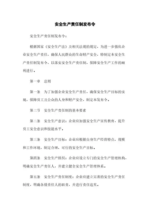 安全生产责任制发布令