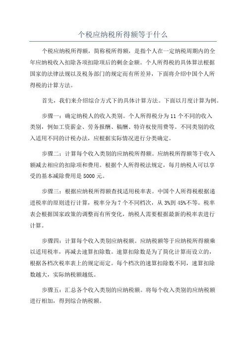 个税应纳税所得额等于什么