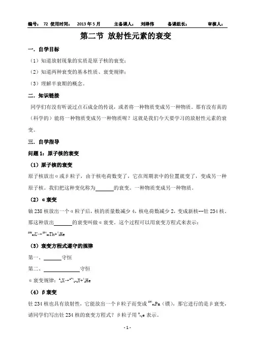 第二节放射性元素的衰变