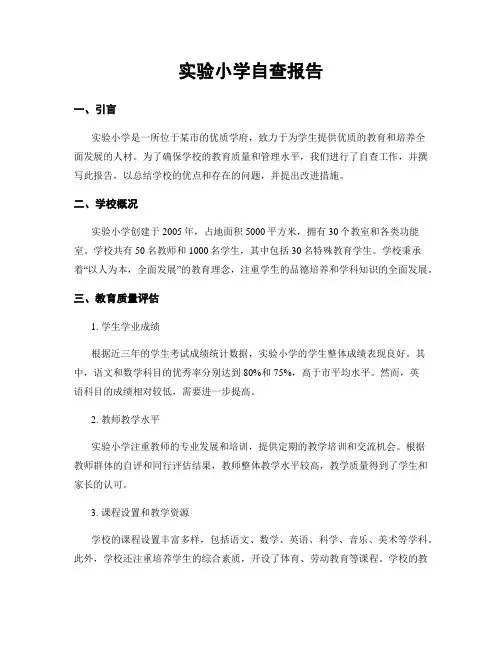 实验小学自查报告