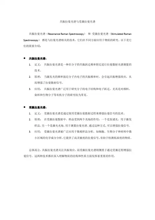 共振拉曼光谱与受激拉曼光谱