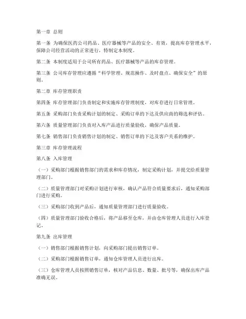 医药公司库存管理制度