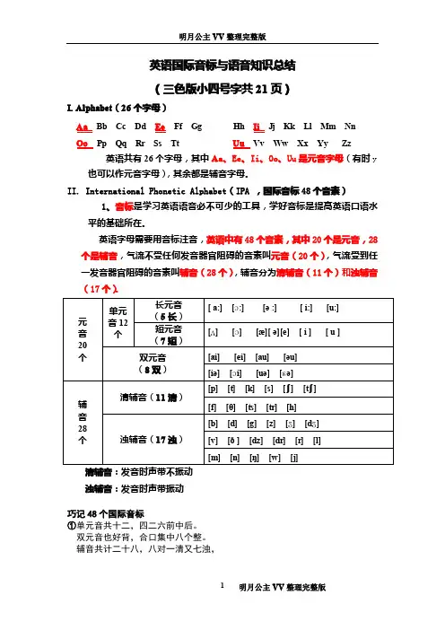 英语国际音标与语音知识总结