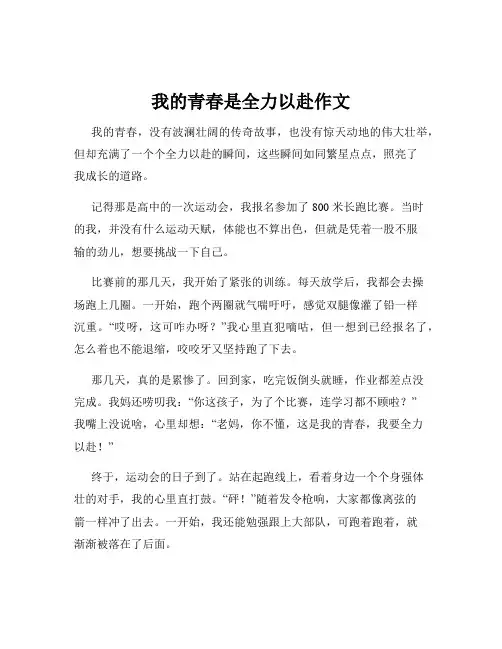 我的青春是全力以赴作文