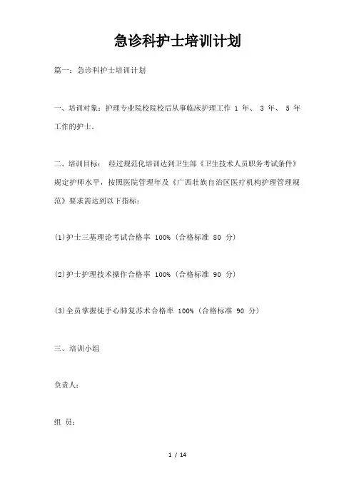 急诊科护士培训计划