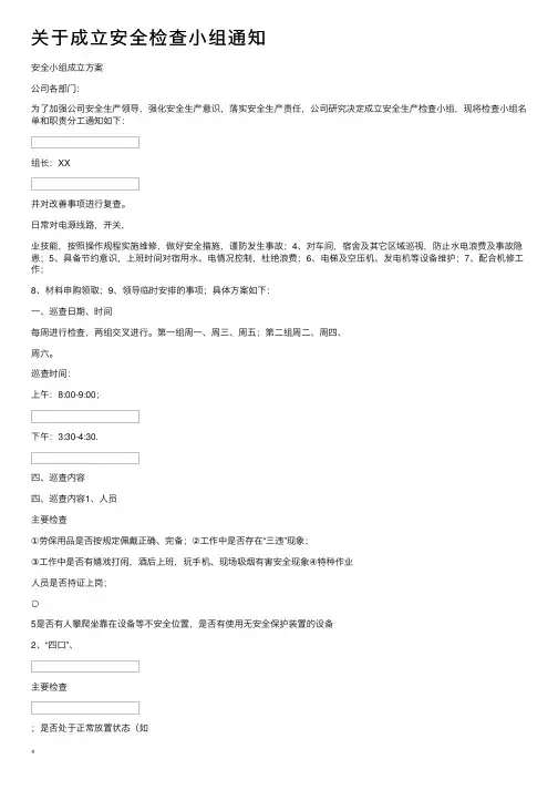 关于成立安全检查小组通知