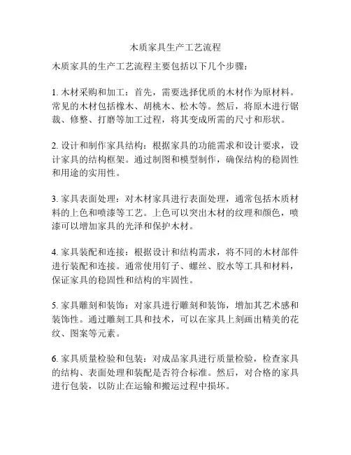 木质家具生产工艺流程