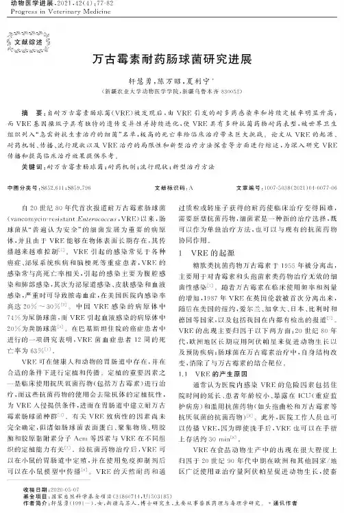 万古霉素耐药肠球菌研究进展