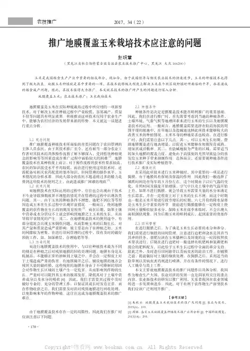 推广地膜覆盖玉米栽培技术应注意的问题