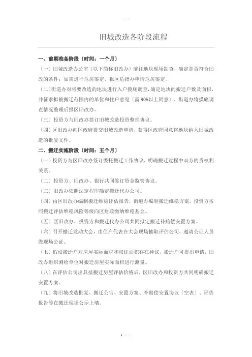 旧城改造各阶段流程