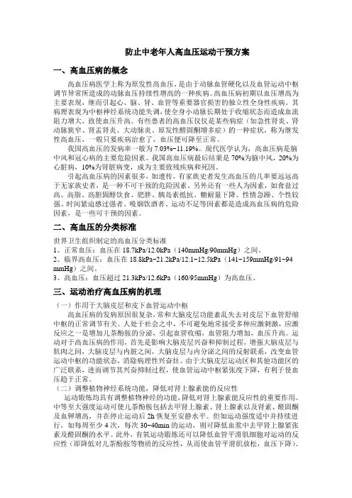 高血压运动处方