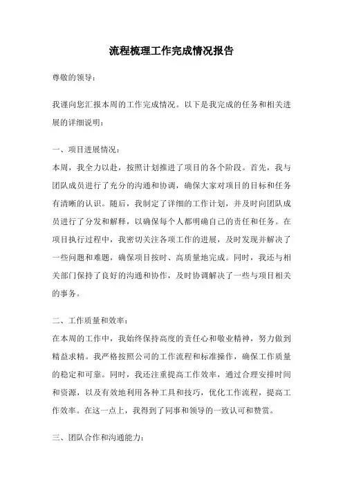 流程梳理工作完成情况报告