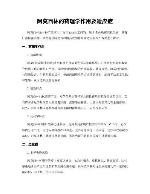 阿莫西林的药理学作用及适应症
