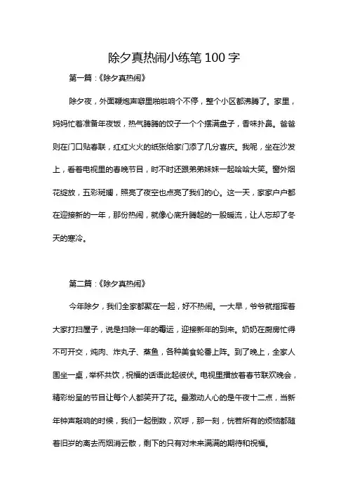 除夕真热闹小练笔100字