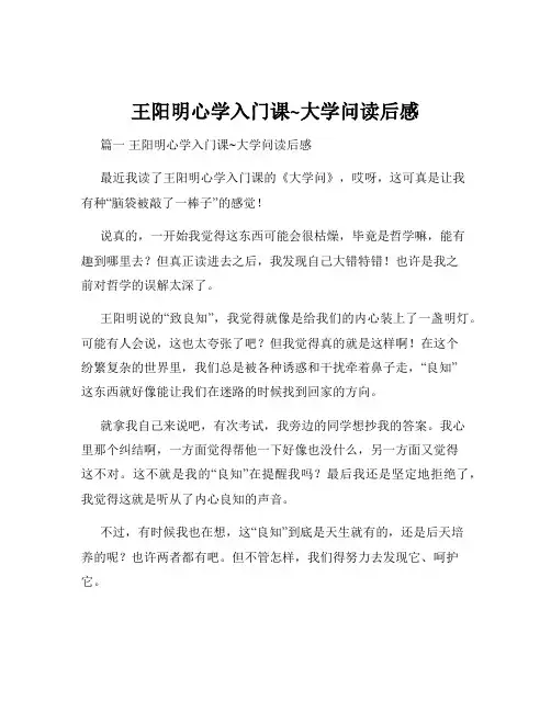 王阳明心学入门课~大学问读后感