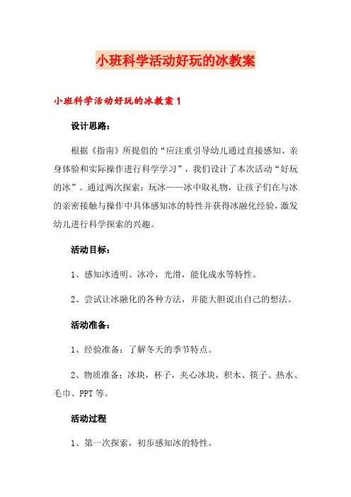 小班科学活动好玩的冰教案