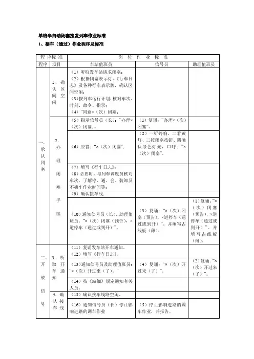 接发列车作业标准