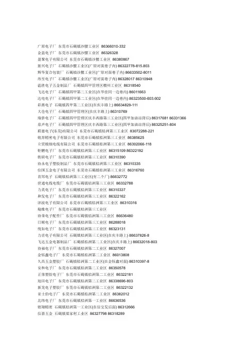 东莞石碣外资电子厂