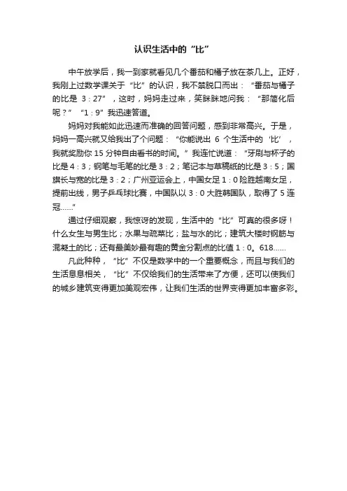 认识生活中的“比”