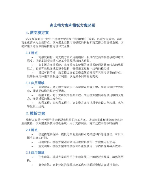 高支模方案和模板方案区别
