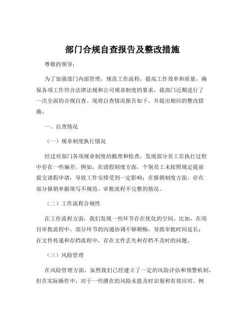 部门合规自查报告及整改措施