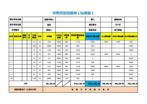 【最新】采购货款结算单(标准版)