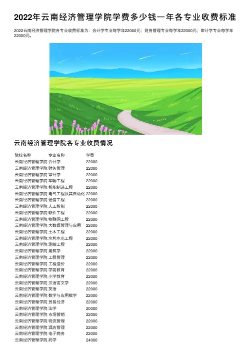 2022年云南经济管理学院学费多少钱一年各专业收费标准