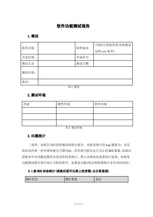 软件功能测试报告